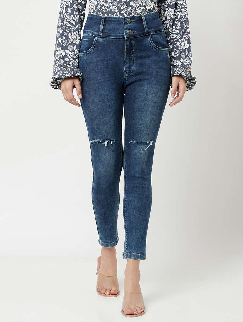 women's slash knee skinny fit jeans