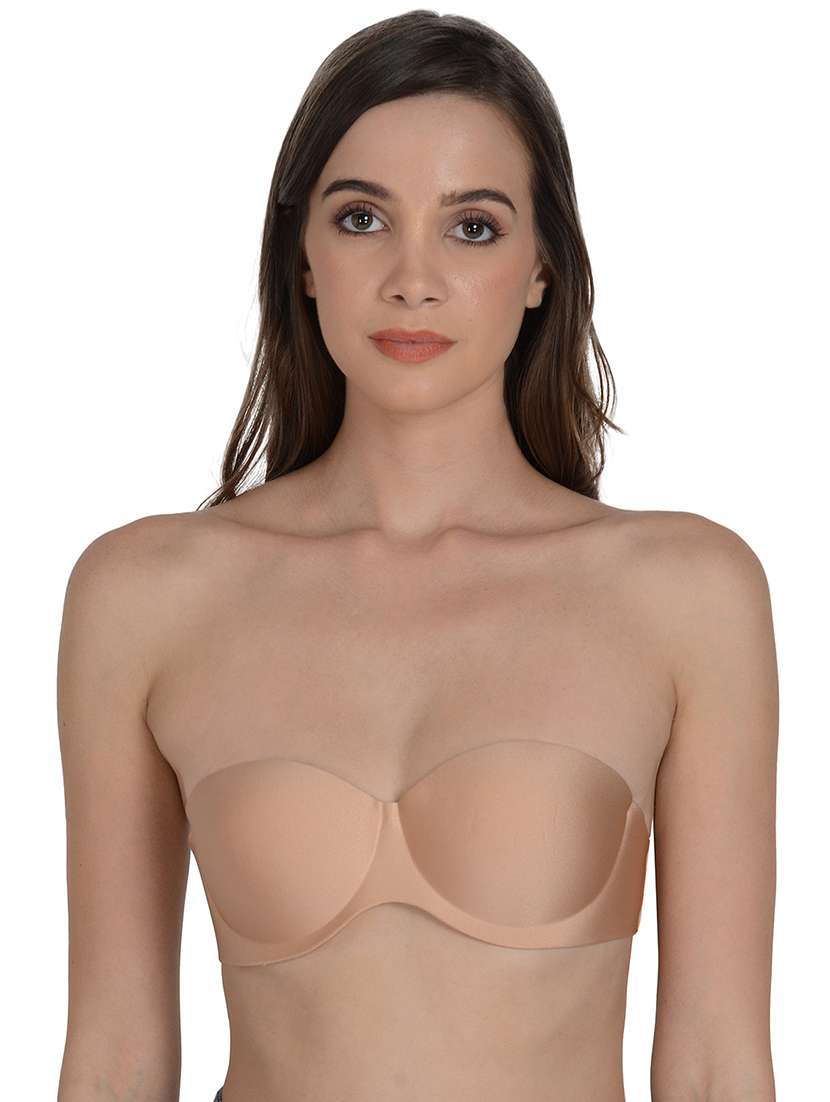 beige lightly padded balconette bra