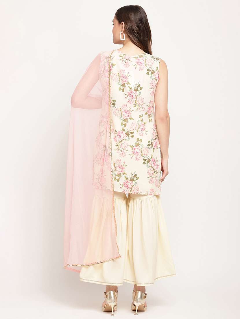 floral printed kurta sharara set with dupatta - 18462880 -  Standard Image - 2