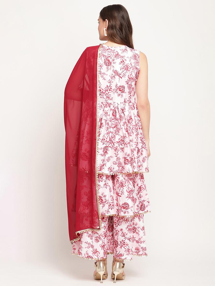 floral printed kurta sharara set with dupatta - 18462929 - Standard Image - 2