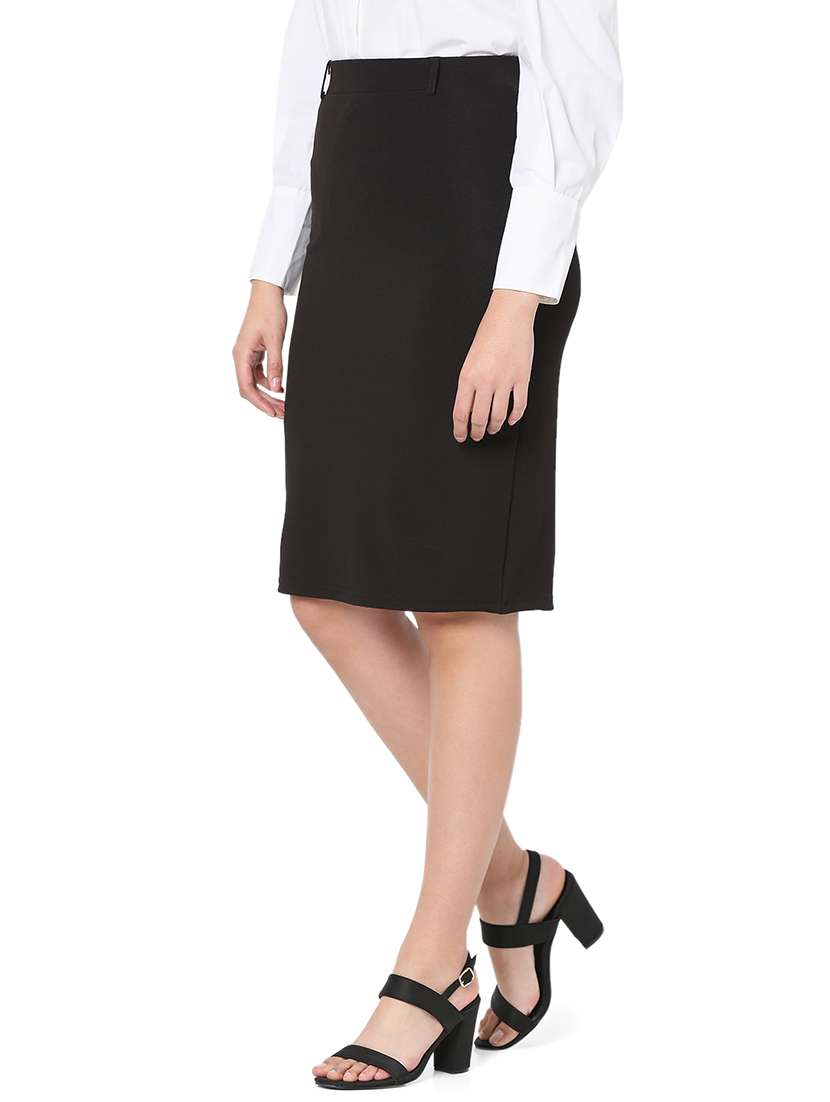 High Rise Solid Pencil Skirt