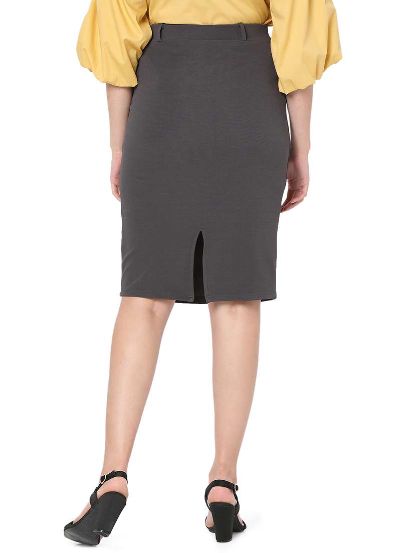 High Rise Solid Pencil Skirt
