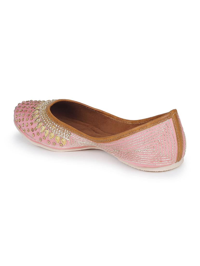 women pink slip on mojari - 18463201 - Standard Image - 2