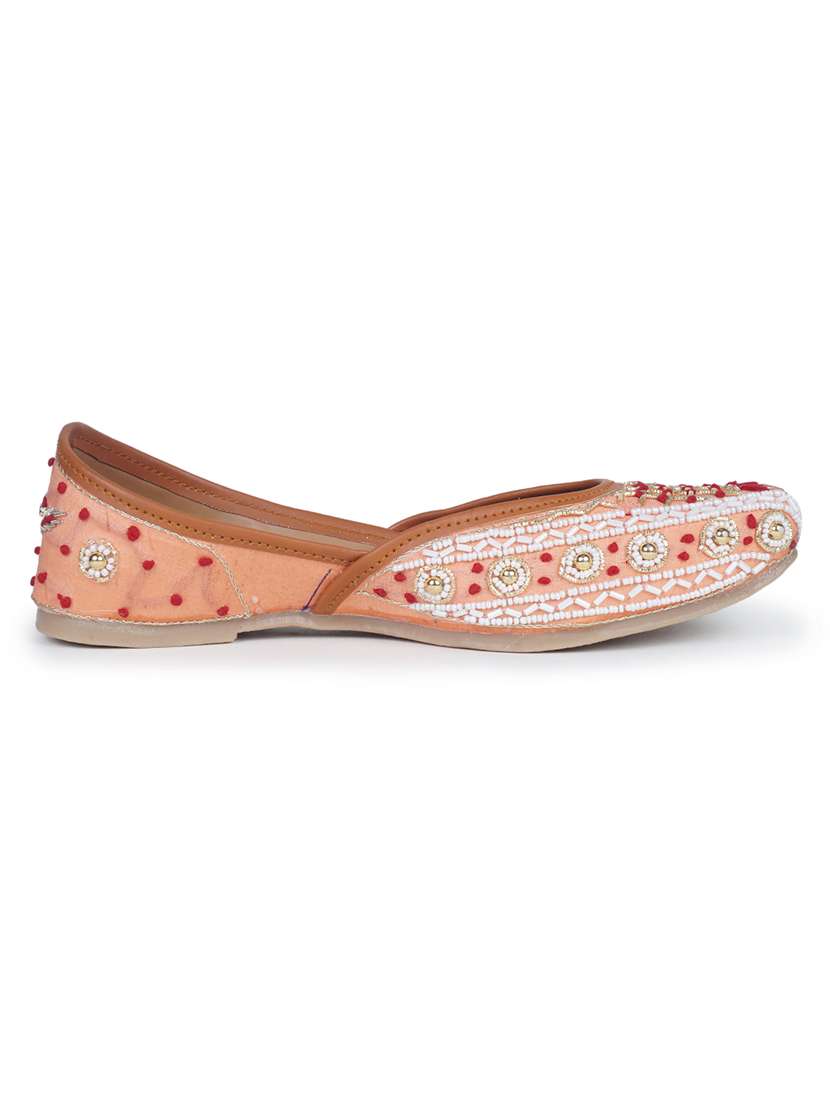 women orange slip on mojari - 18463207 -  Standard Image - 2