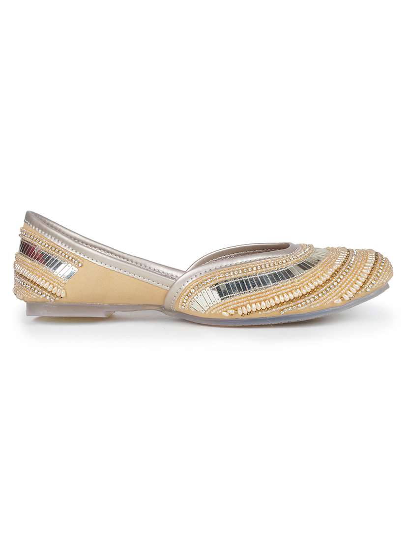 women gold slip on mojari - 18463219 -  Standard Image - 2