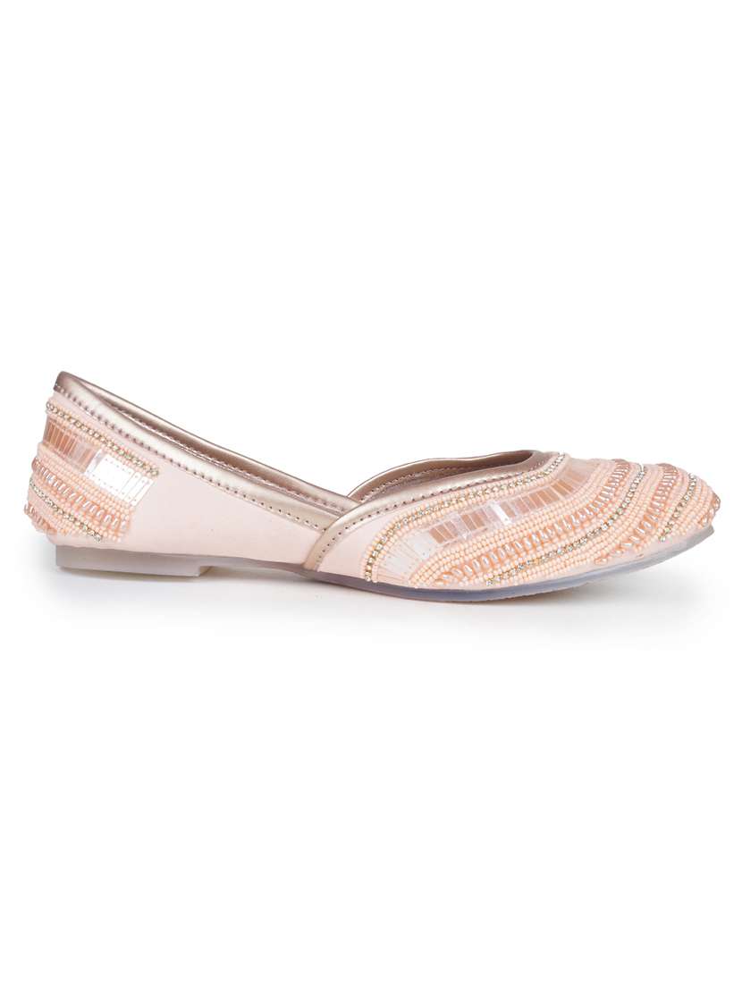 women pink slip on mojari - 18463220 -  Standard Image - 2