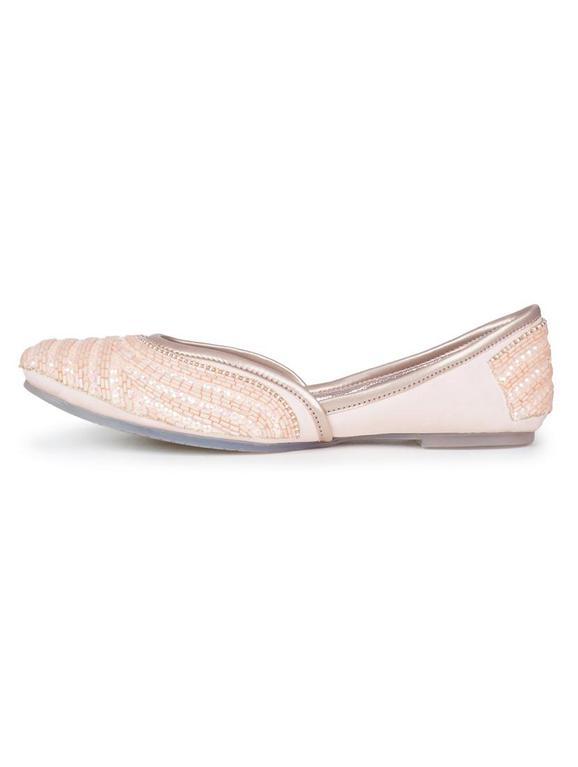 women pink slip on mojari - 18463232 - Standard Image - 2
