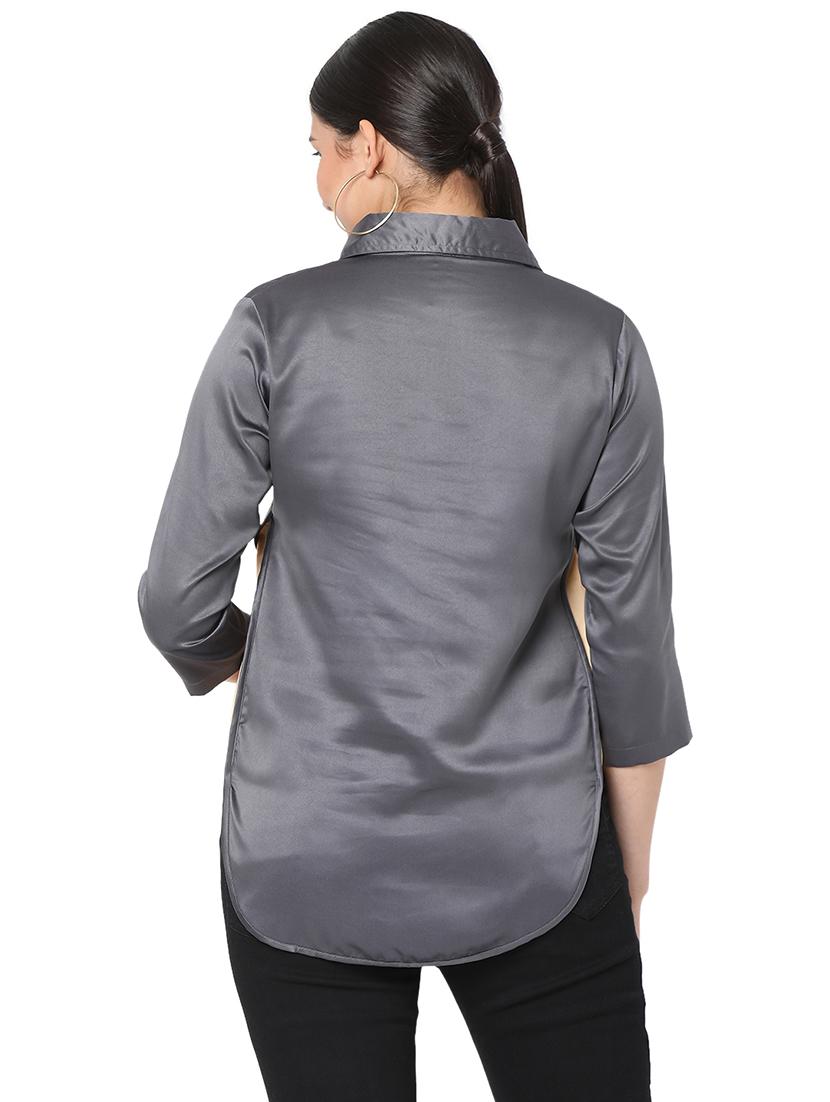 curved hem solid shirt - 18463240 - Standard Image - 2