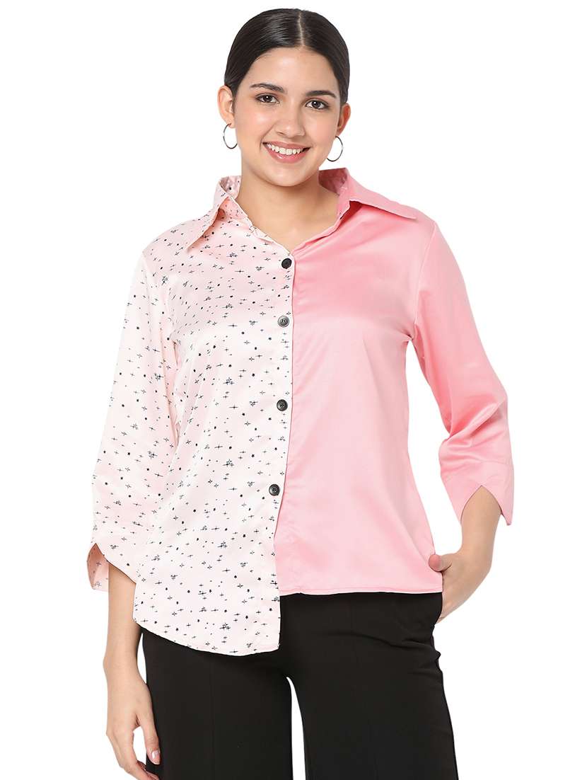 asymmetric hem color block shirt 