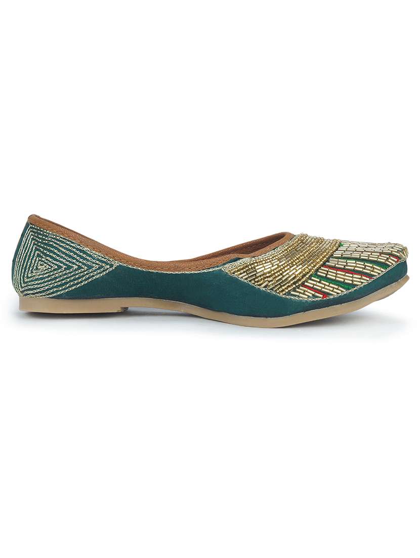 women teal embellished ethnic juttis - 18463265 -  Standard Image - 2