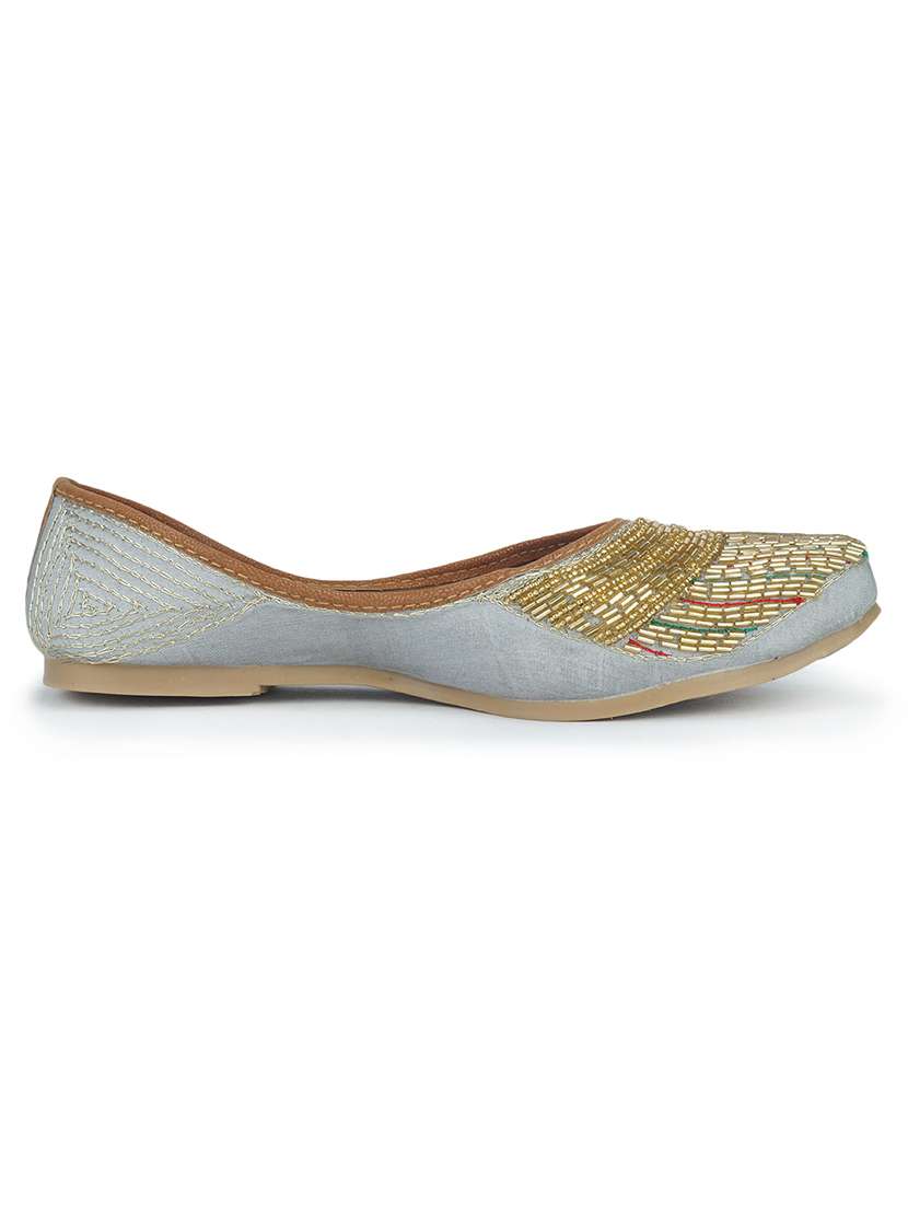 women grey embellished ethnic juttis - 18463266 -  Standard Image - 2