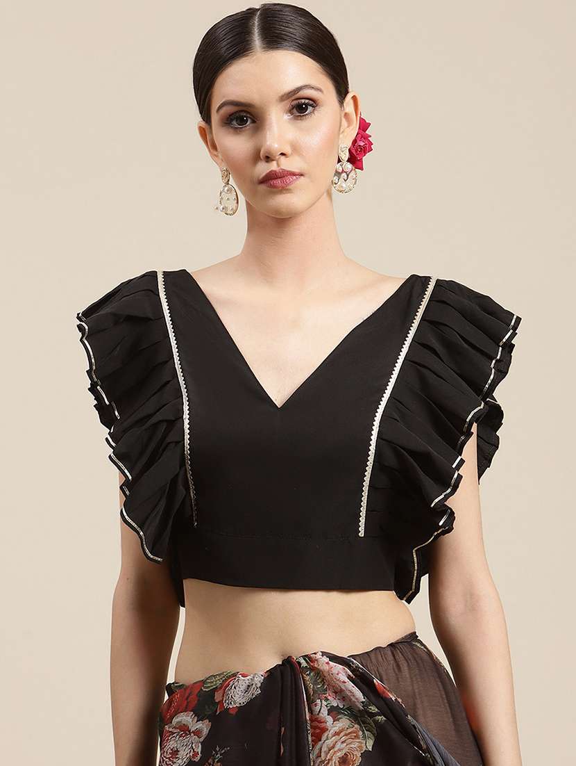 digital floral print saree with blouse - 18463635 -  Standard Image - 2