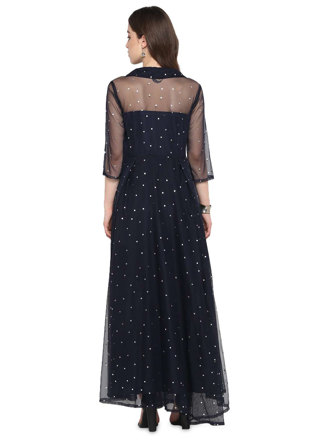 polka dot net a-line kurta - 18463734 -  Standard Image - 2