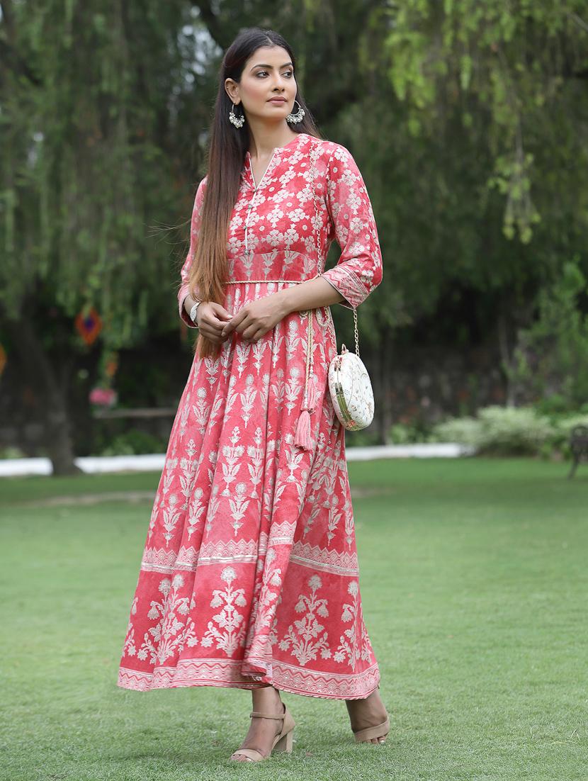 printed flared ethnic dress
