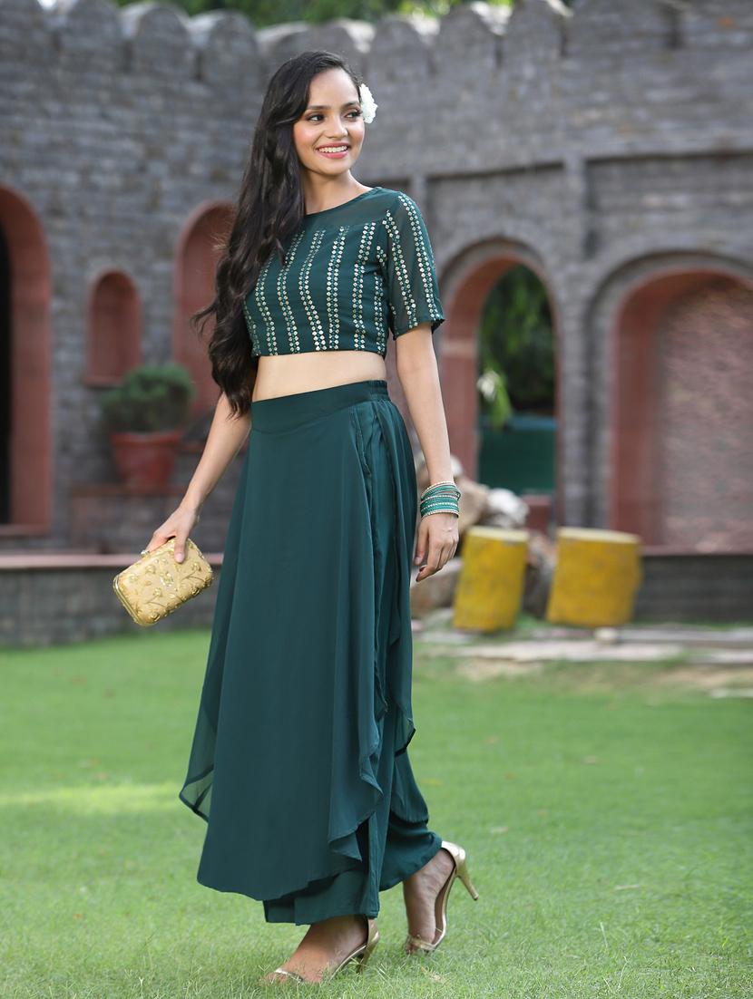 bottle green skirt top set - 18465721 - Standard Image - 2