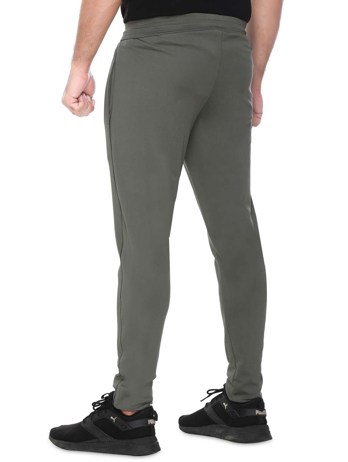 olive-green solid full length track pant - 18465738 - Standard Image - 2