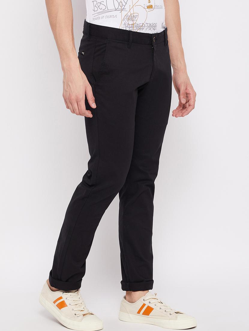 black solid casual trouser - 18465888 - Standard Image - 2