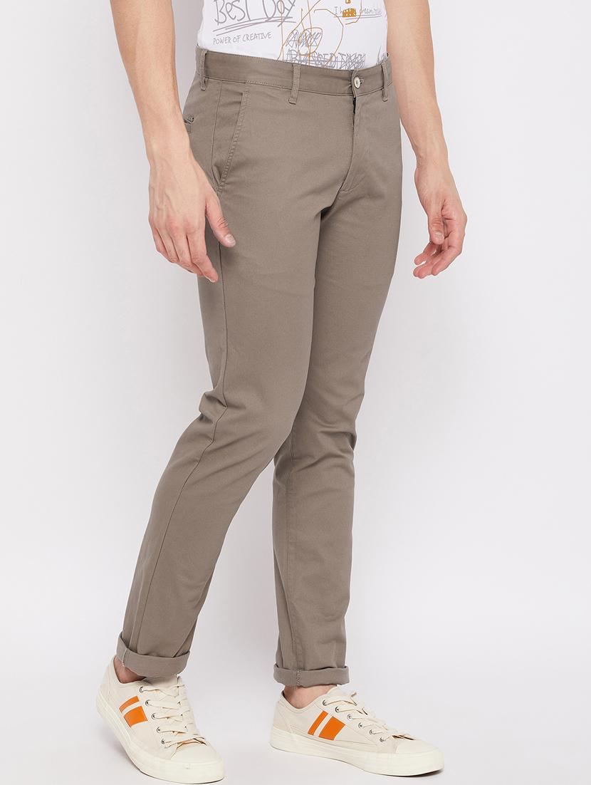taupe solid chinos casual trouser - 18465889 - Standard Image - 2