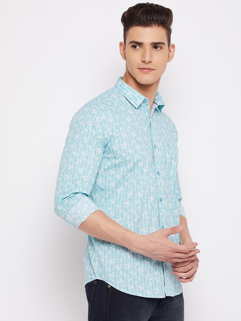 light-blue printed casual shirt - 18466034 - Standard Image - 2