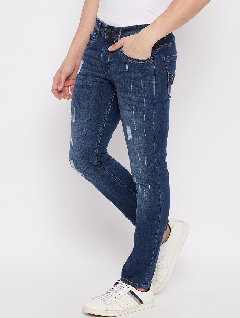 navy-blue distressed denim jean - 18466042 - Standard Image - 2