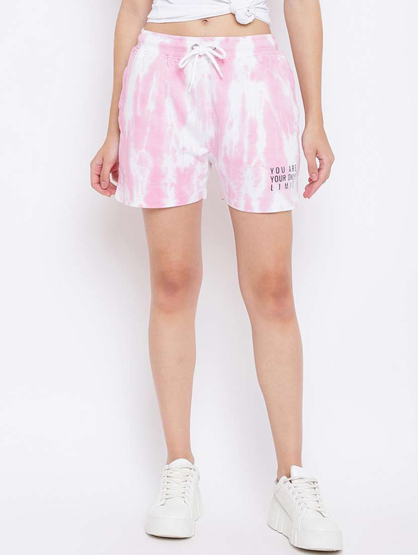 drawstring waist tie & dye shorts 