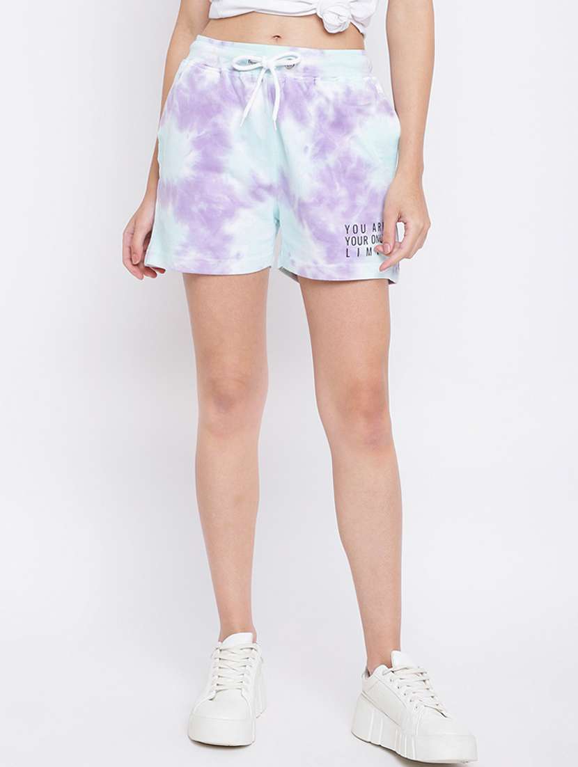 drawstring waist tie & dye shorts 