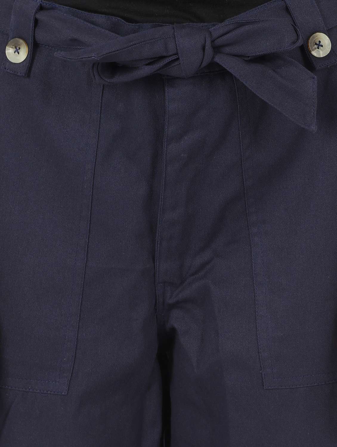 Tie Front Solid Cargo Trouser