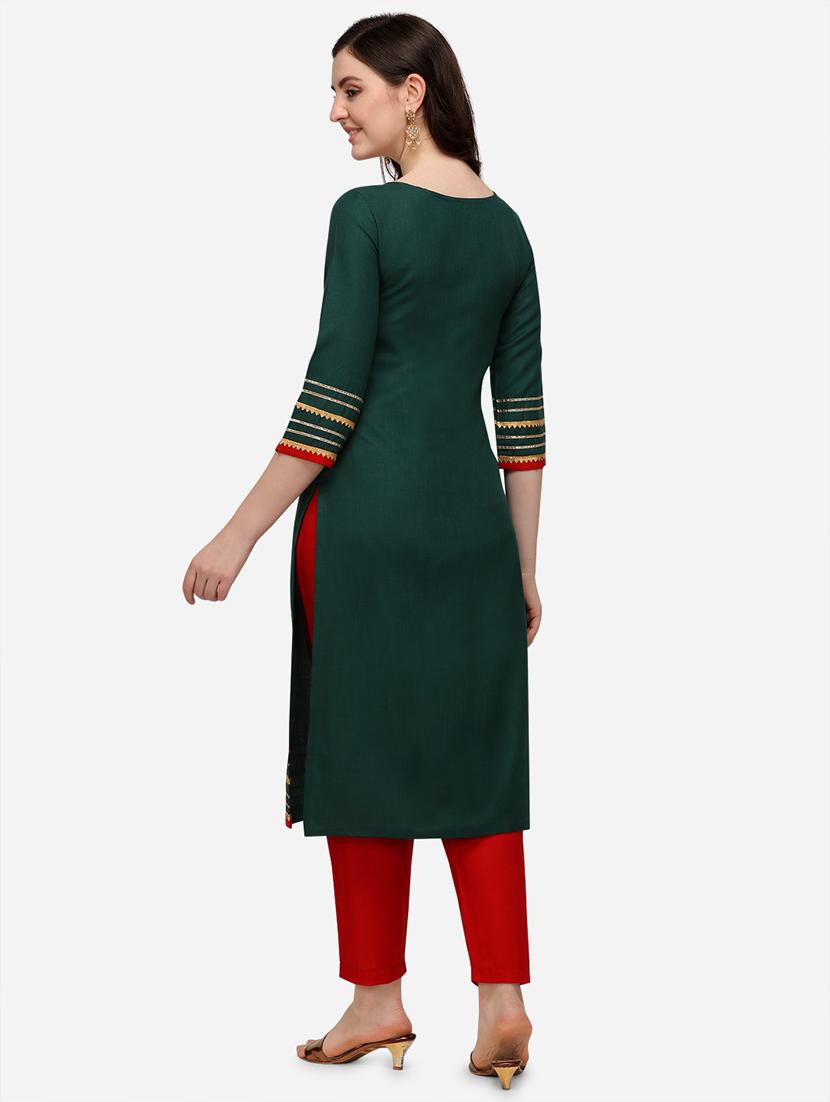 green gotta patti kurta palazzo set - 18467328 - Standard Image - 2