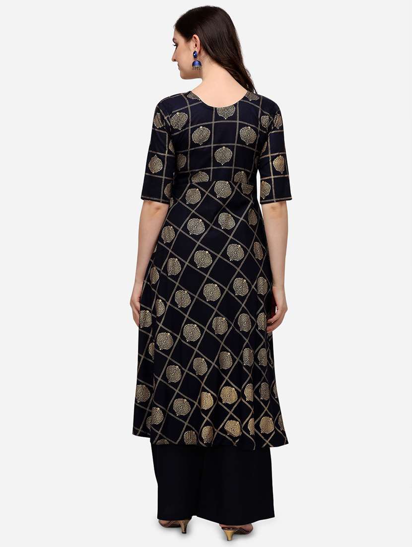 navy blue kurta palazzo set - 18467337 - Standard Image - 2