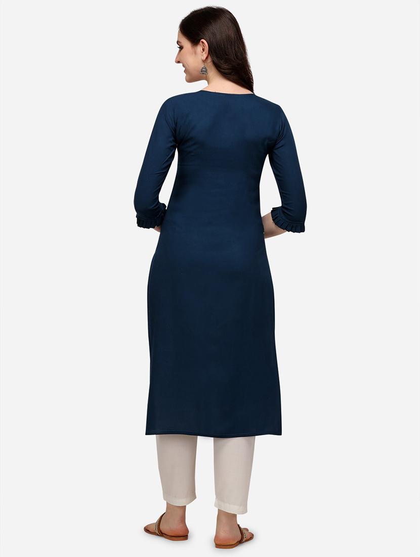 navy blue kurta pant set - 18467366 - Standard Image - 2
