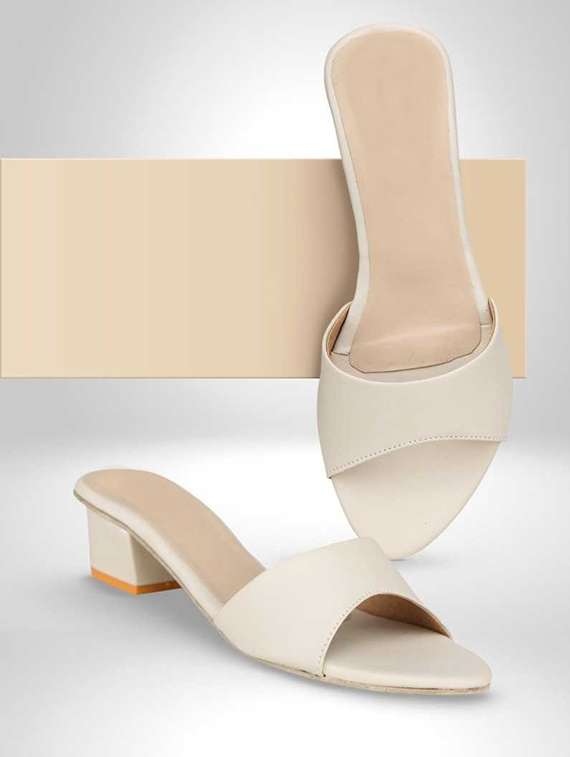 beige synthetic slip on sandals