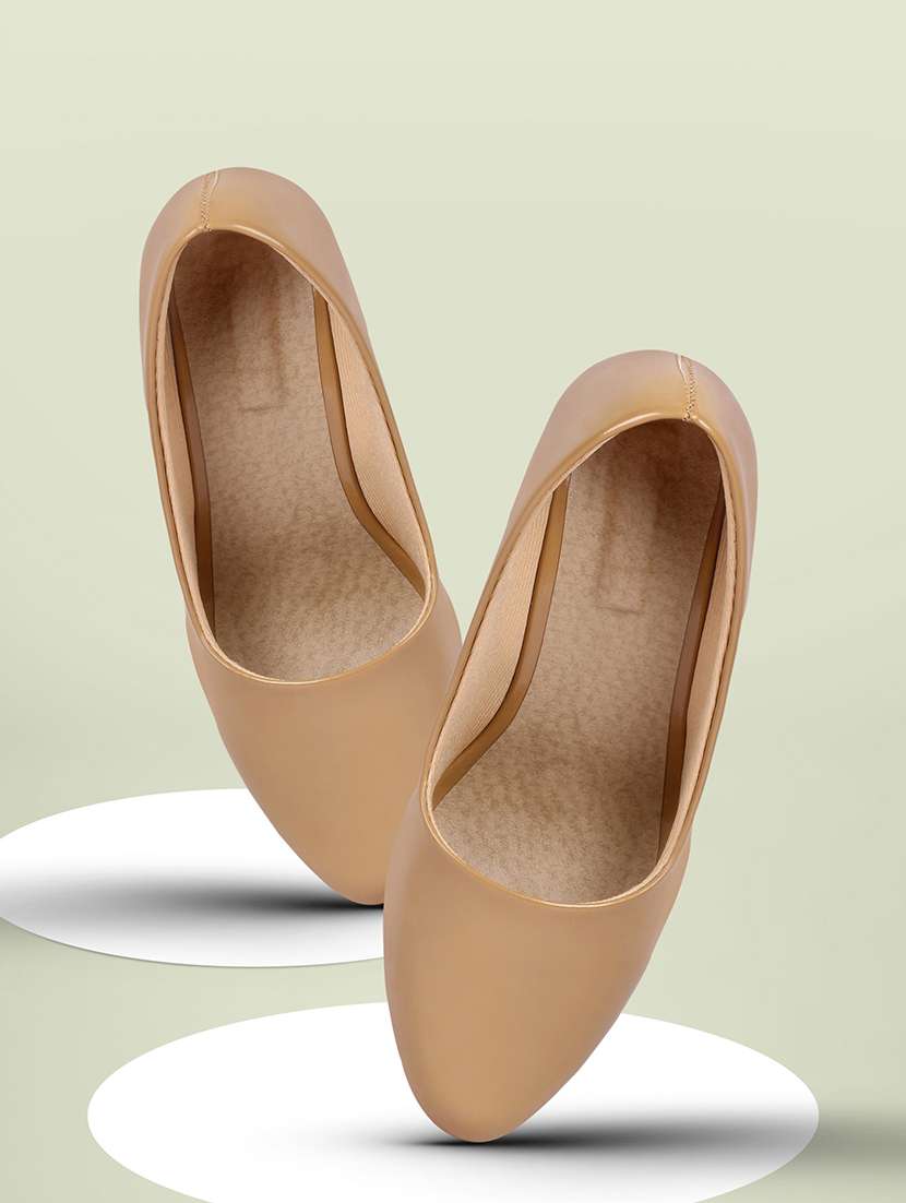 women beige slip on pump