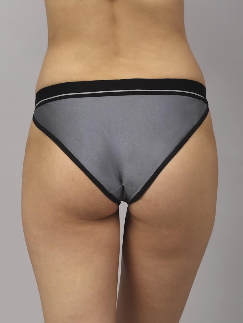 grey solid bikini panty - 18468113 - Standard Image - 2