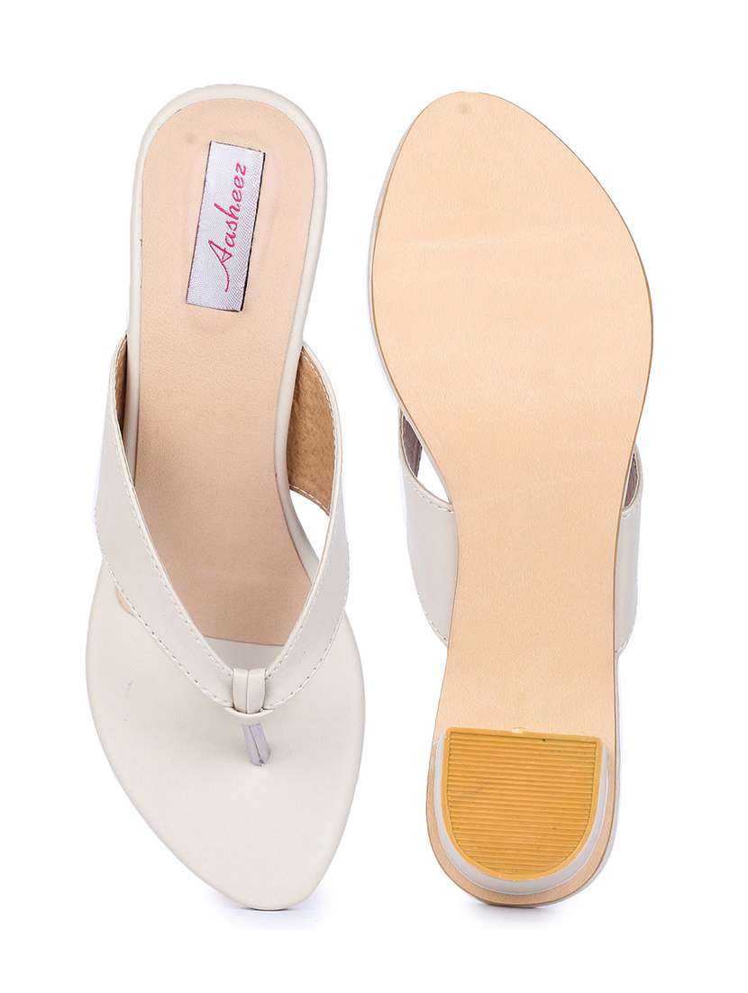 beige synthetic slip on sandals - 18468178 -  Standard Image - 2