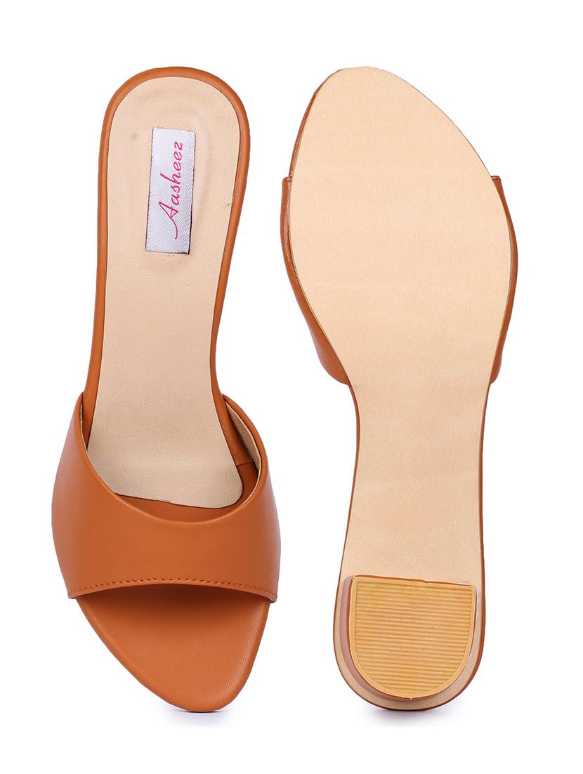 tan synthetic slip on sandals - 18468182 - Standard Image - 2