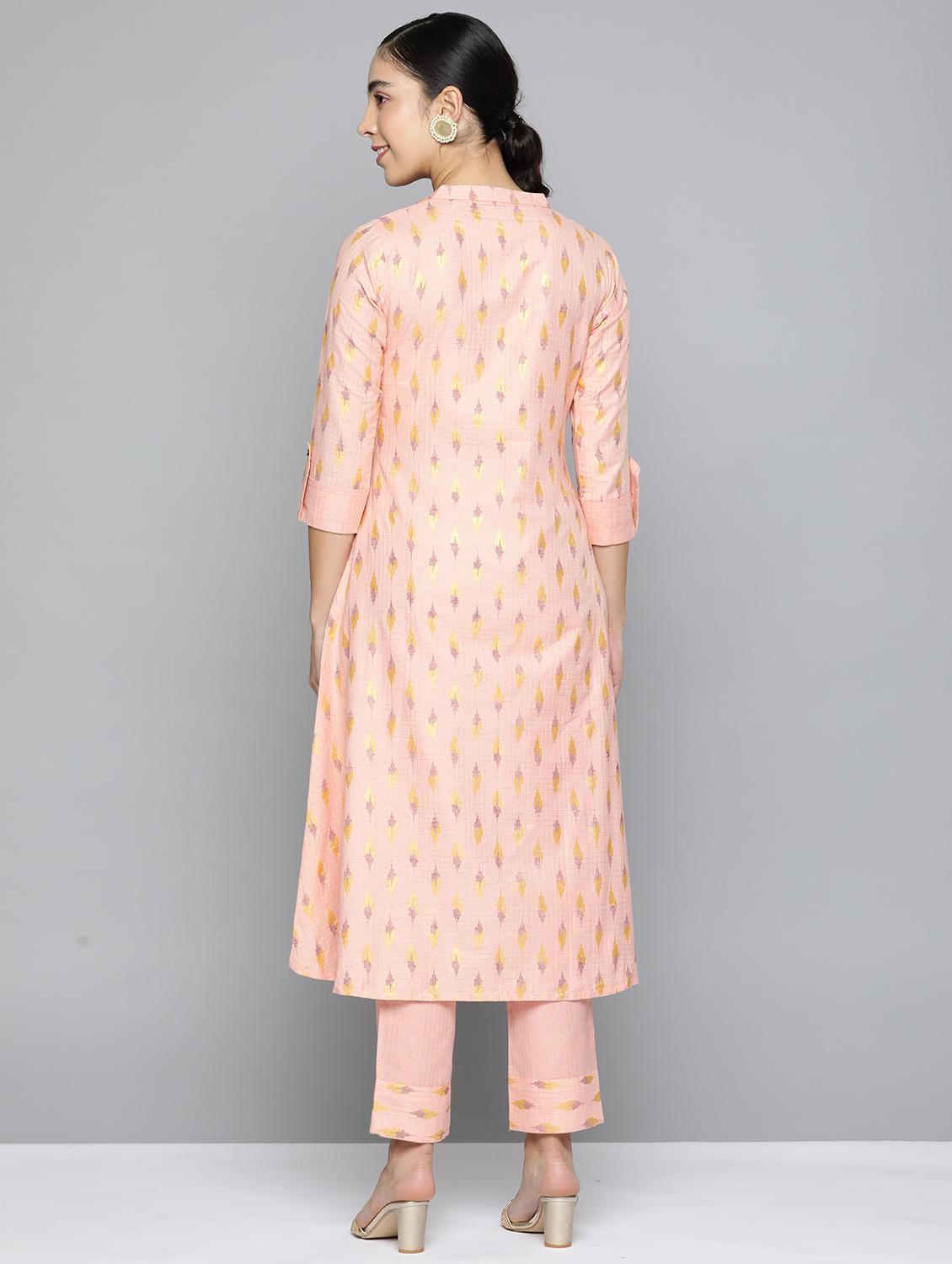zari weaving printed kurta pant set - 18468280 - Standard Image - 2