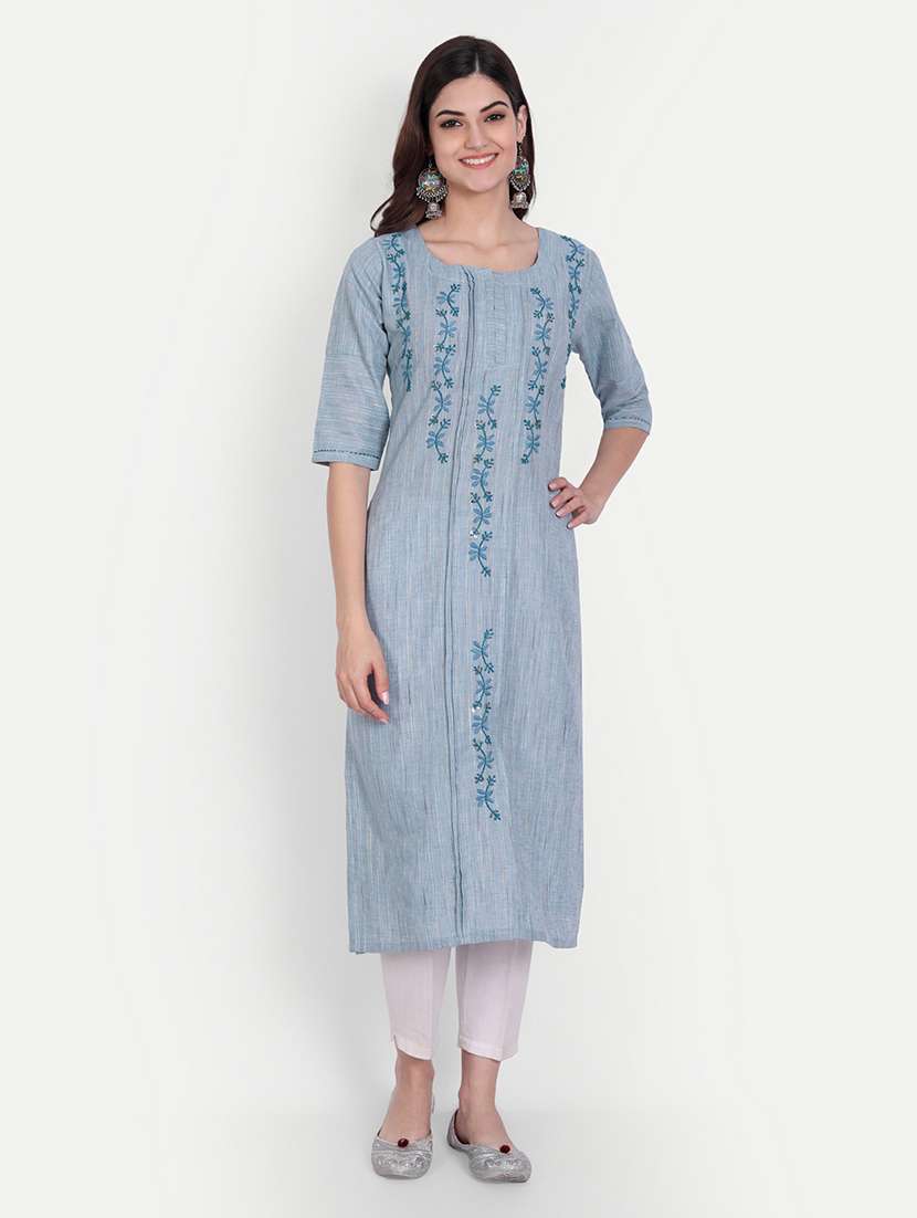 embroidered straight kurta