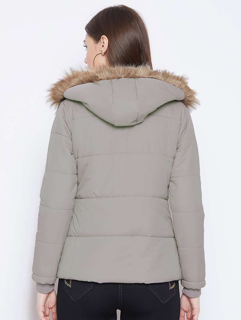 grey solid quilted jacket - 18468690 -  Standard Image - 2