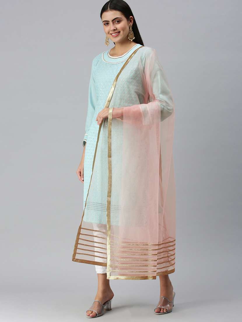 women pink gotta patti net dupatta