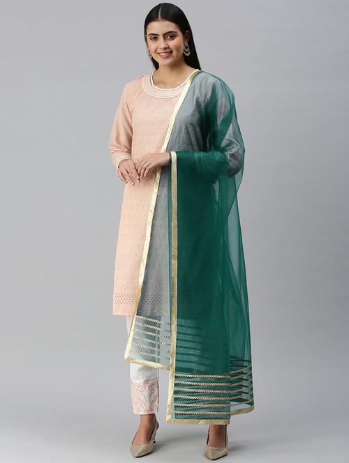women green gotta patti net dupatta - 18468967 -  Standard Image - 0