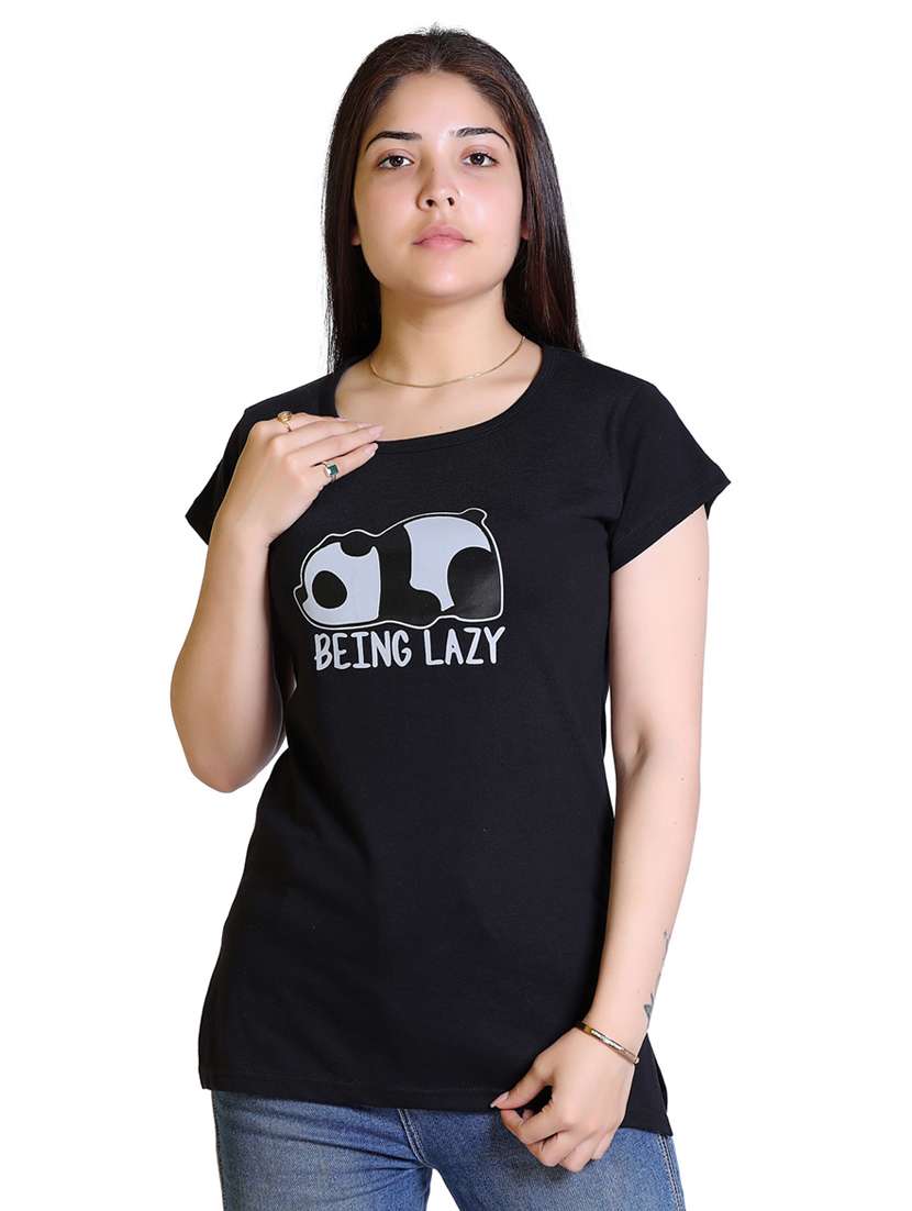 women's chest print round neck t-shirt