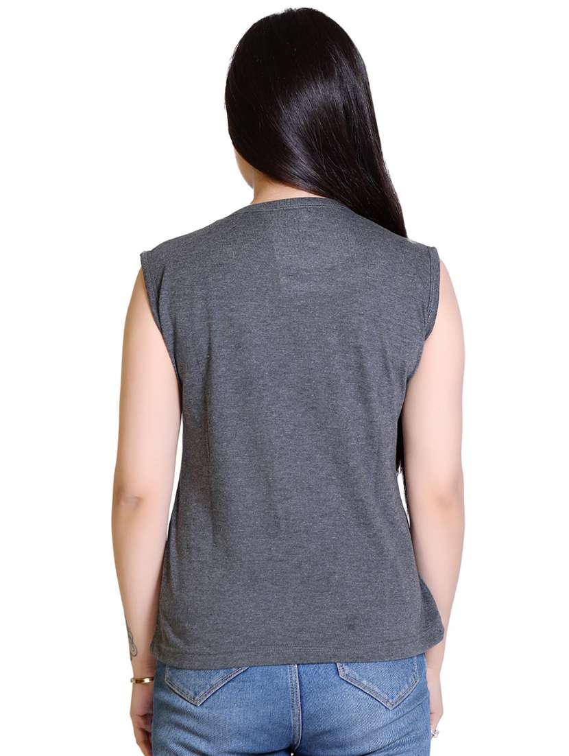 women's chest print round neck t-shirt - 18469034 -  Standard Image - 2