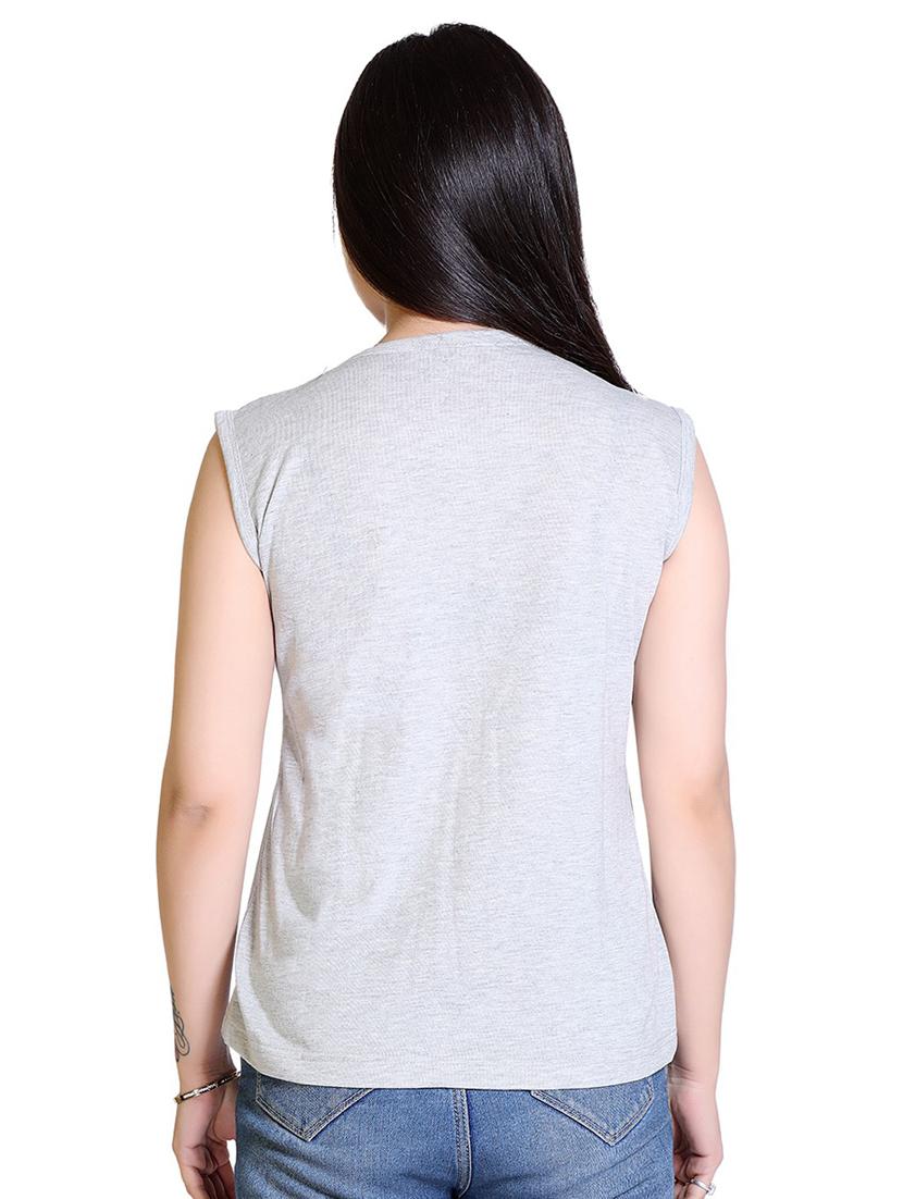 women's chest print round neck t-shirt - 18469042 - Standard Image - 2