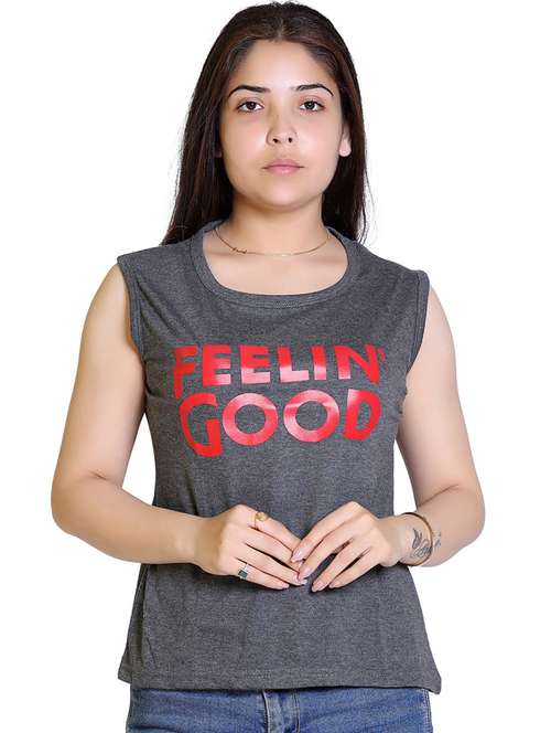 women's chest print round neck t-shirt - 18469048 -  Standard Image - 0