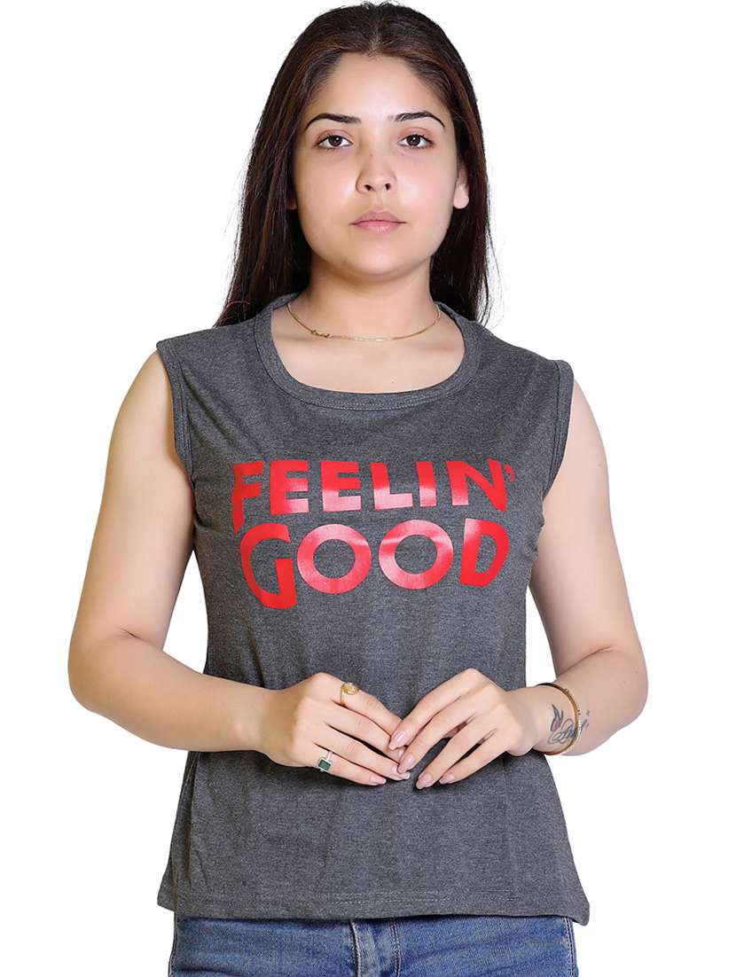 women's chest print round neck t-shirt - 18469048 -  Zoom Image - 0