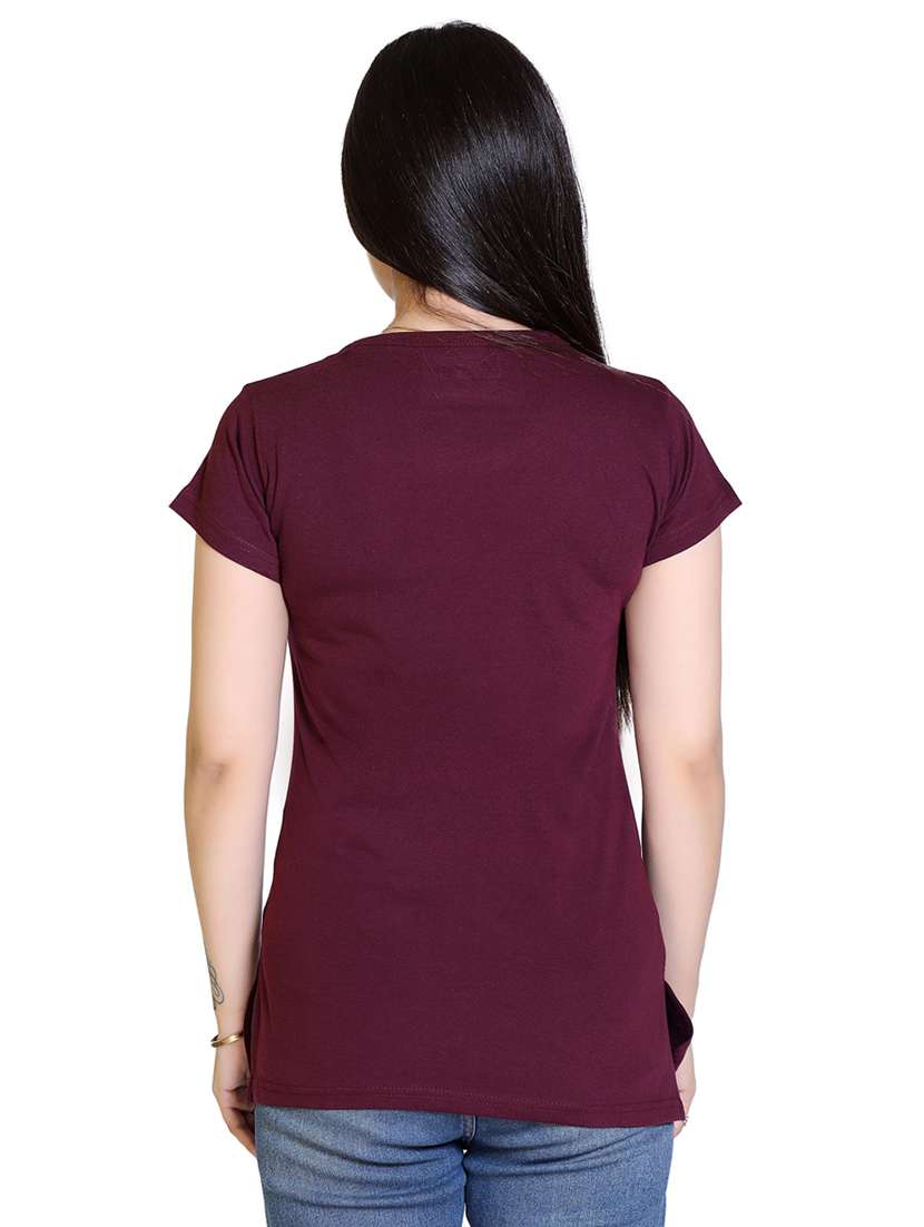 women's chest print round neck t-shirt - 18469057 - Standard Image - 2