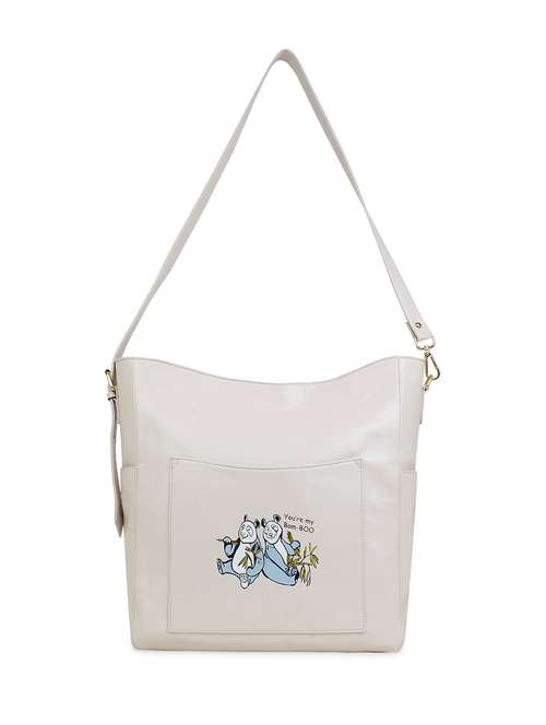 cream printed regular tote - 18469349 -  Standard Image - 0