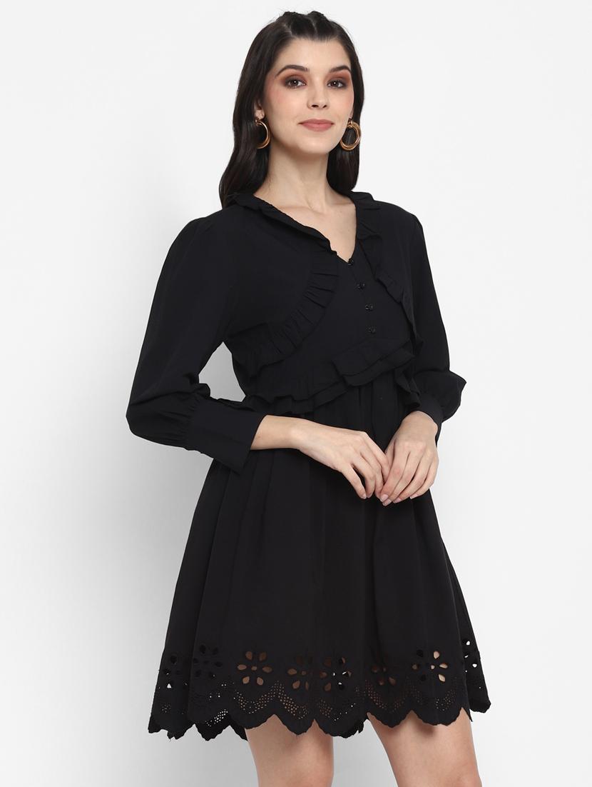 women's fit & flare solid dress - 18469642 - Standard Image - 2