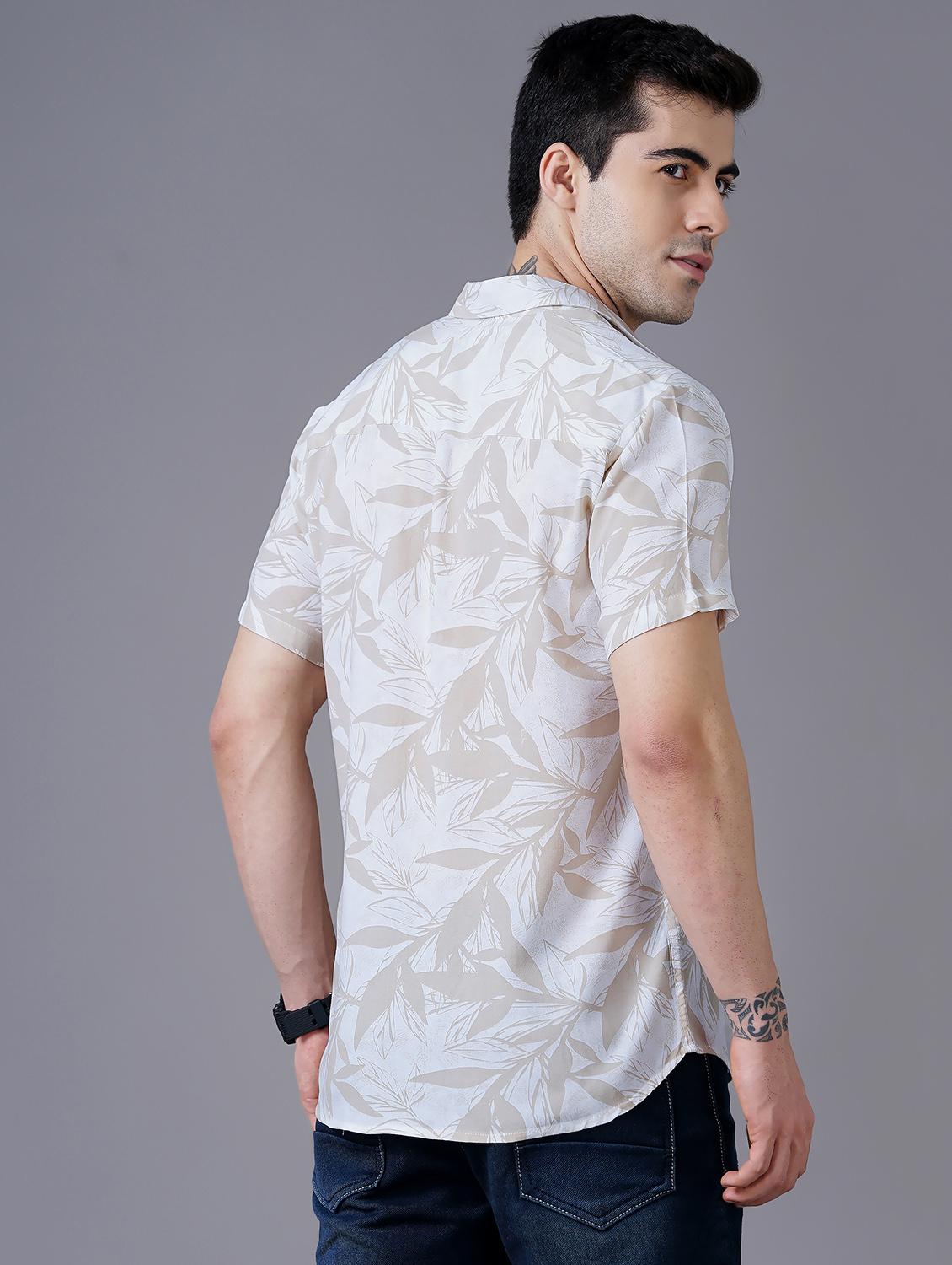cream printed casual shirt - 18469818 - Standard Image - 2