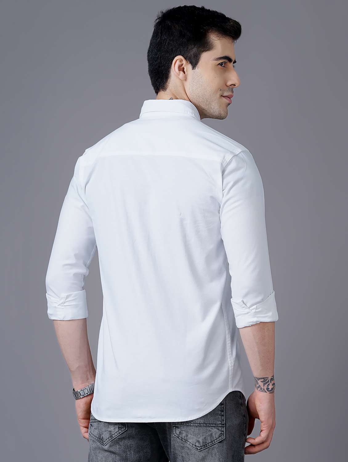 white solid casual shirt - 18469820 - Standard Image - 2